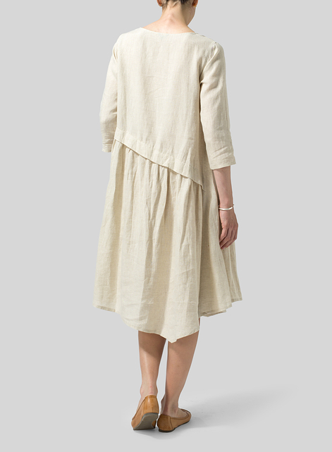 Linen A-line Asymmetrical Hem Dress