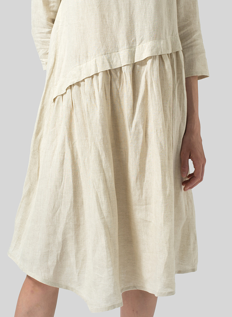 Linen A-line Asymmetrical Hem Dress