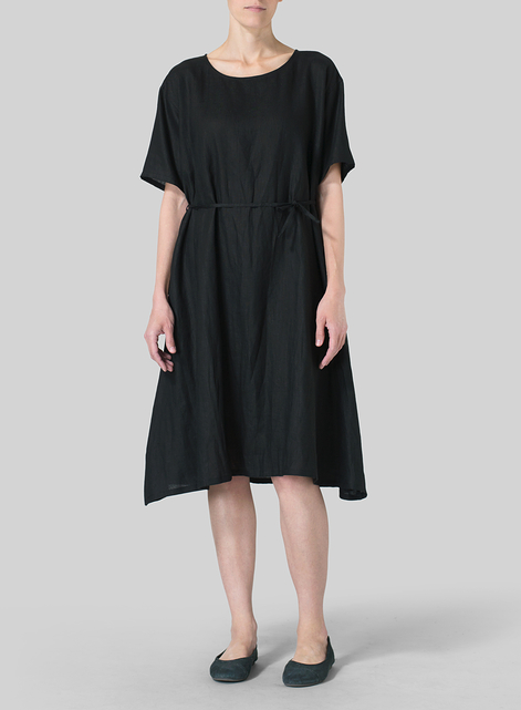 Linen Tie Waist Dress 