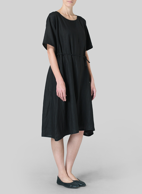 Linen Tie Waist Dress 