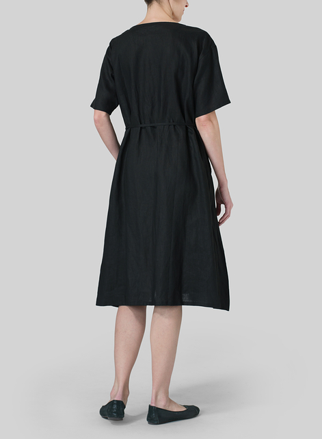 Linen Tie Waist Dress 