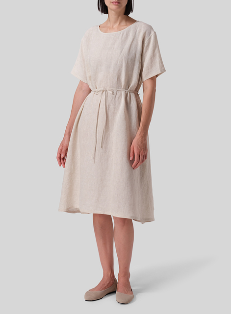 Linen Tie Waist Dress 