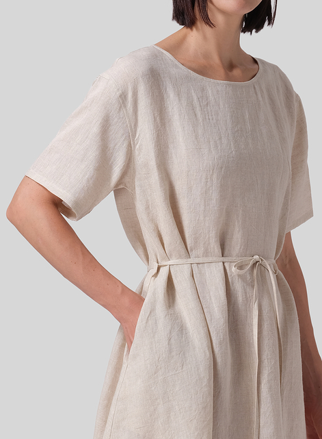 Linen Tie Waist Dress 