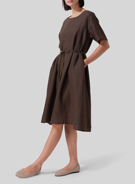 Linen Tie Waist Dress 