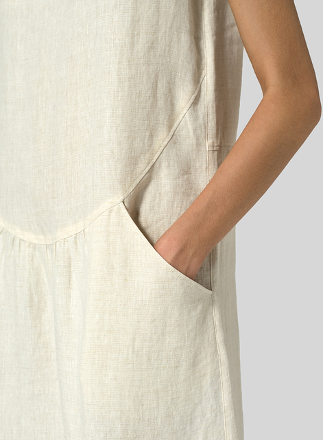 Linen Short Sleeve Midi Dress