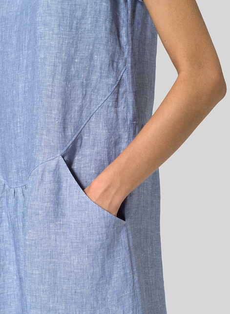 Linen Short Sleeve Midi Dress