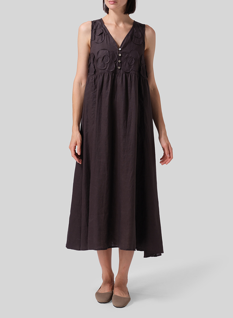 Linen Sleeveless A-line Long Dress