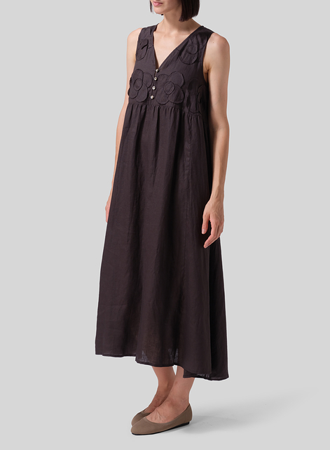 Linen Sleeveless A-line Long Dress