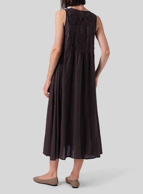 Linen Sleeveless A-line Long Dress