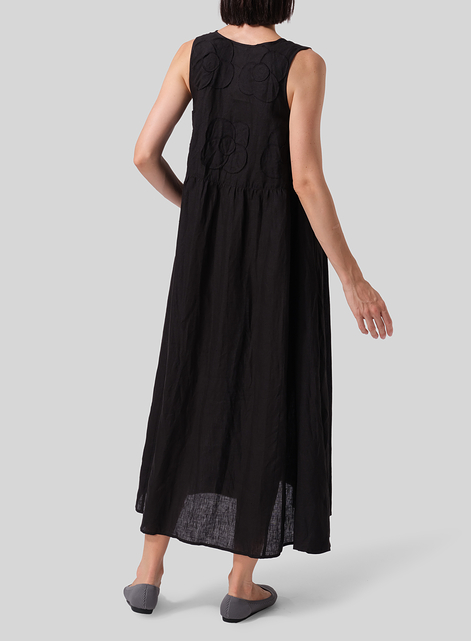 Linen Sleeveless A-line Long Dress