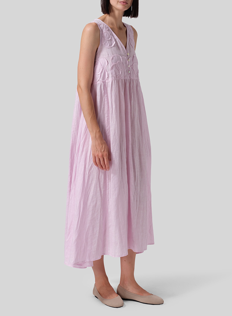 Linen Sleeveless A-line Long Dress