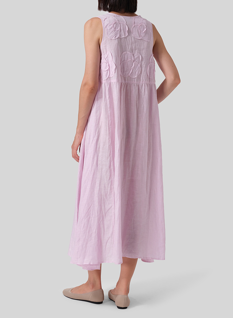 Linen Sleeveless A-line Long Dress