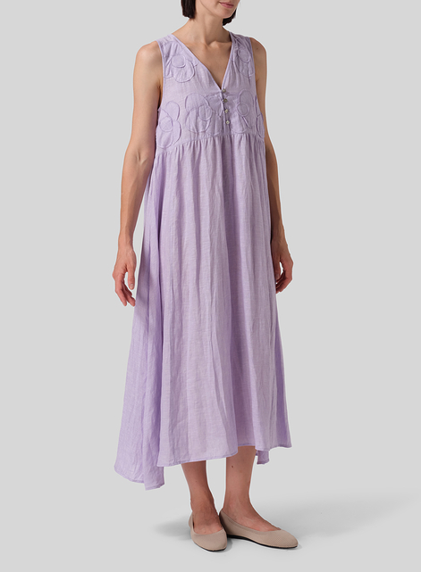 Linen Sleeveless A-line Long Dress