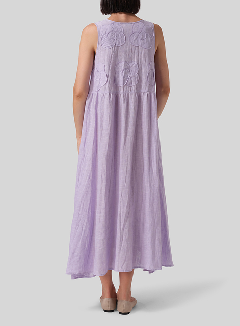 Linen Sleeveless A-line Long Dress