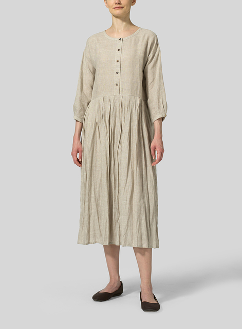 Linen Pleated Loose Long Dress