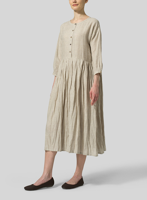 Linen Pleated Loose Long Dress