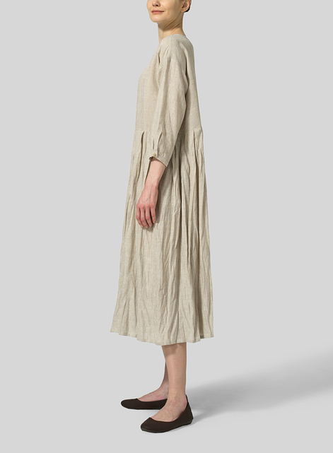 Linen Pleated Loose Long Dress