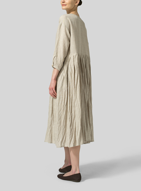 Linen Pleated Loose Long Dress