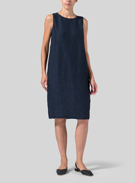 Linen Sleeveless Mid-Length Dress