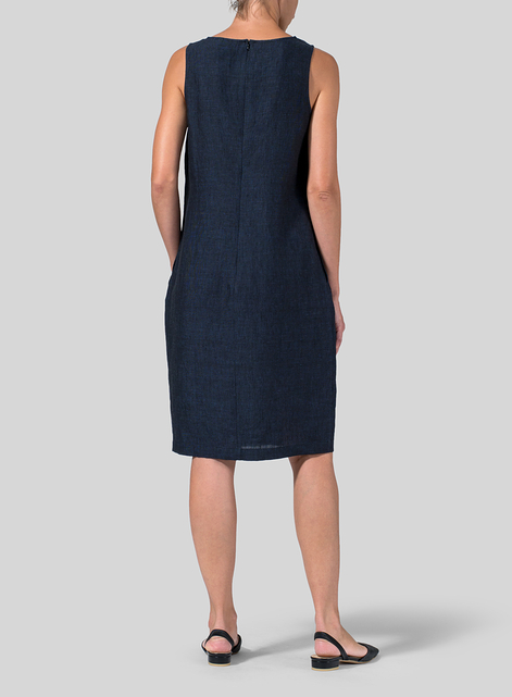 Linen Sleeveless Mid-Length Dress