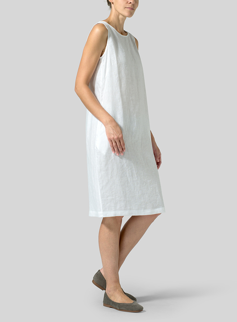 Linen Sleeveless Mid-Length Dress