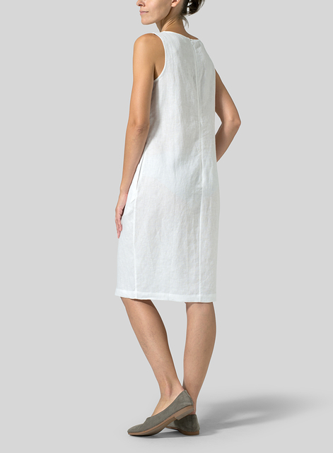 Linen Sleeveless Mid-Length Dress