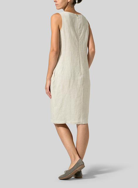 Linen Sleeveless Mid-Length Dress