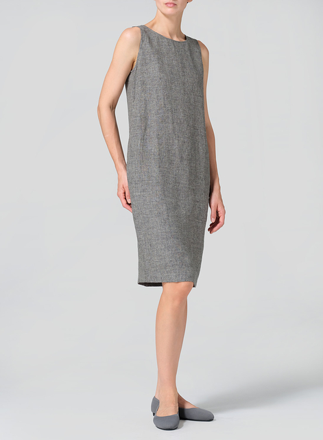 Linen Sleeveless Mid-Length Dress