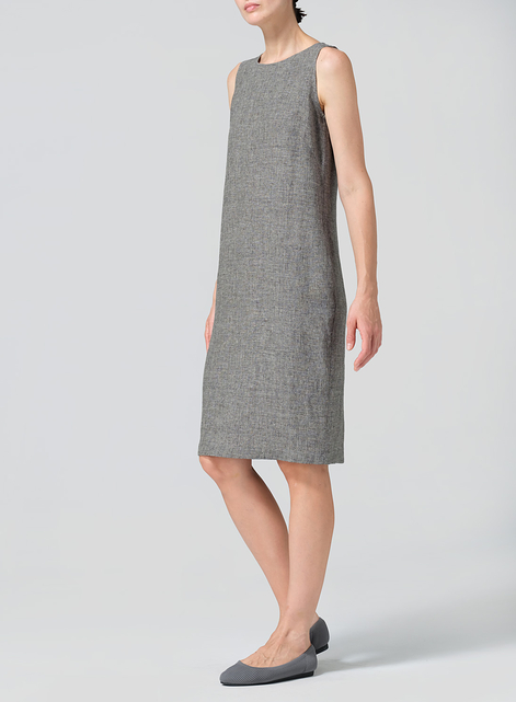 Linen Sleeveless Mid-Length Dress