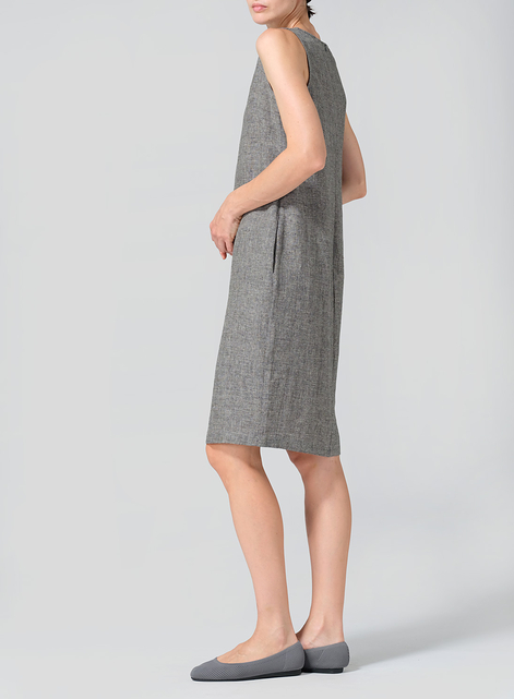 Linen Sleeveless Mid-Length Dress