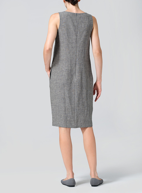 Linen Sleeveless Mid-Length Dress