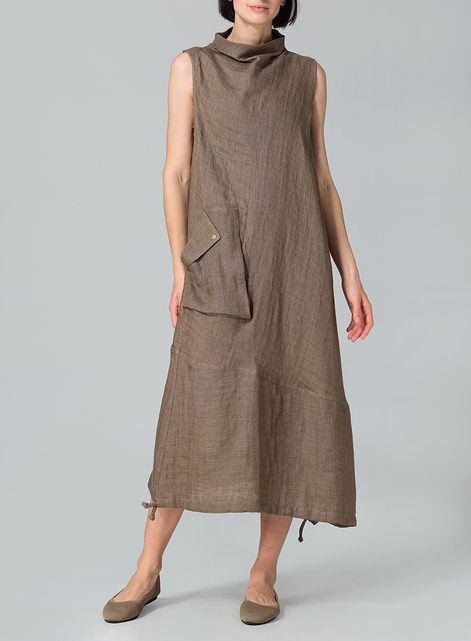 Linen Loose Lantern Long Dress