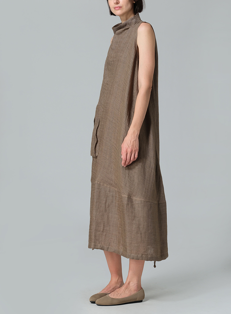 Linen Loose Lantern Long Dress