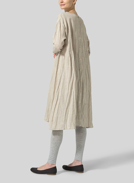 Linen A-Line Round Neck Dress