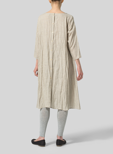 Linen A-Line Round Neck Dress