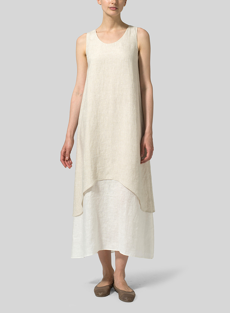 Linen Double Layer Extra Long Dress