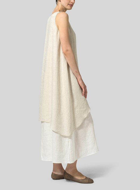 Linen Double Layer Extra Long Dress