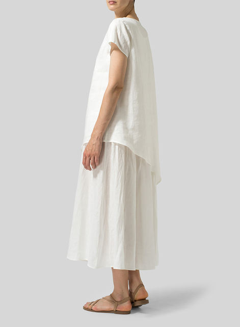 Linen Double Layers Flowy Long Dress