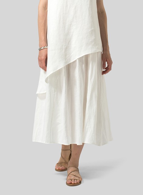 Linen Double Layers Flowy Long Dress