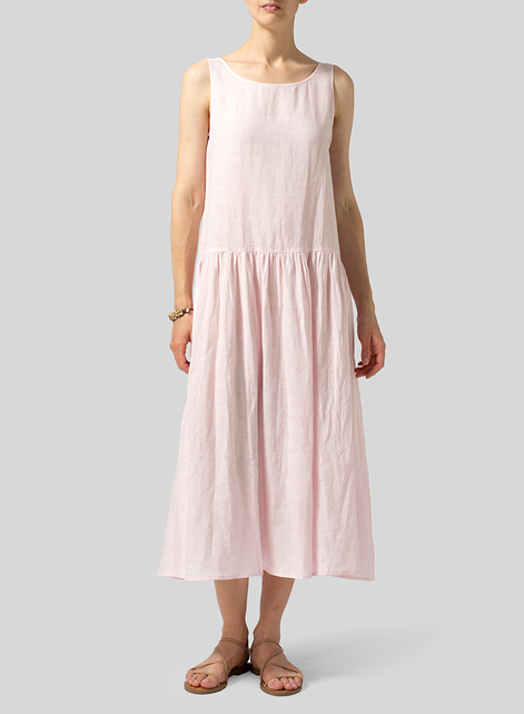 Linen Double Layers Flowy Long Dress