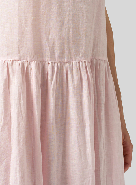 Linen Double Layers Flowy Long Dress