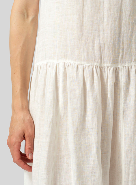 Linen Double Layers Flowy Long Dress