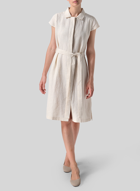 Linen Coat Dress with Tie