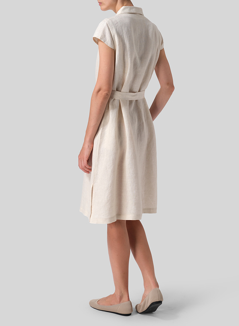 Linen Coat Dress with Tie