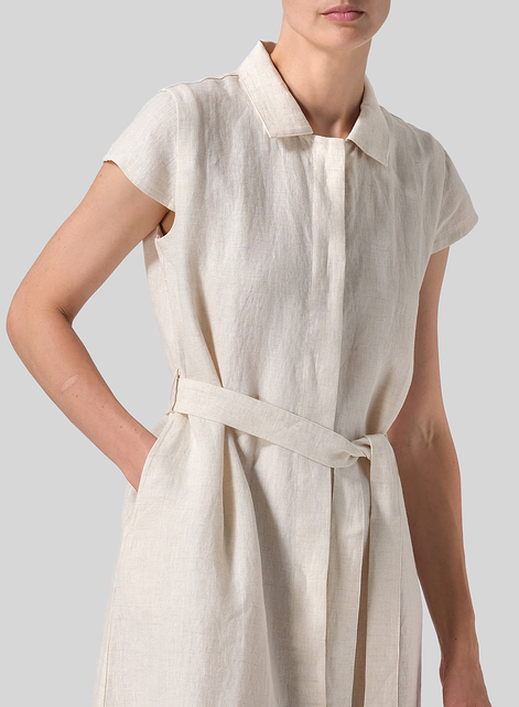 Linen Coat Dress with Tie