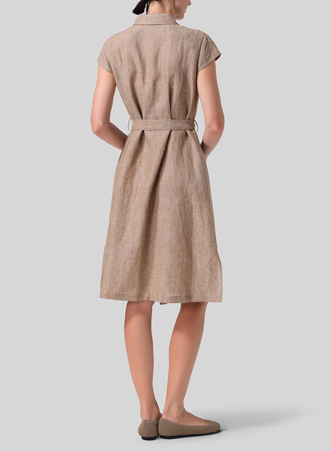 Linen Coat Dress with Tie