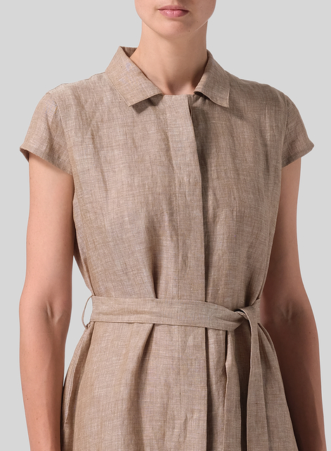 Linen Coat Dress with Tie