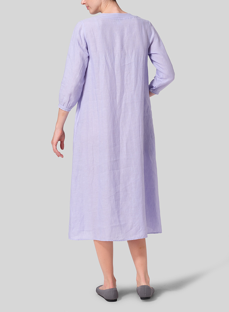 Linen A-line Embroidered Dress