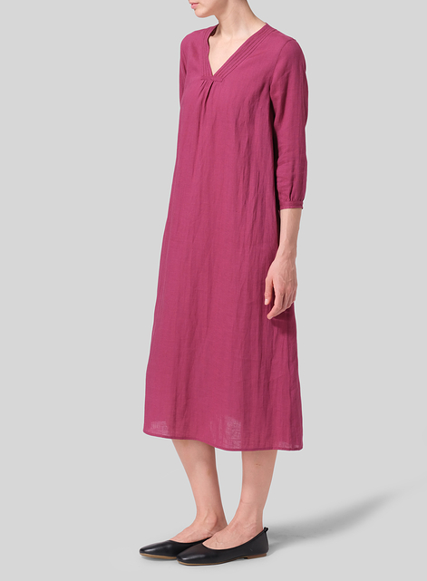 Linen A-line Embroidered Dress