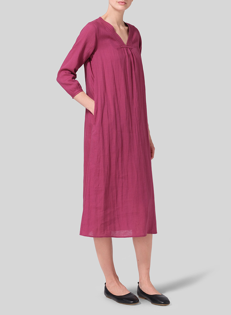 Linen A-line Embroidered Dress